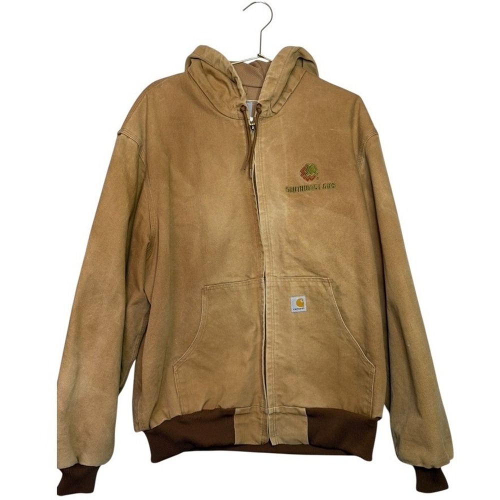 Vtg Carhartt Men XL Sandstone Arctic Duck Traditional Quilt Lined‎ Hooded Jacket
